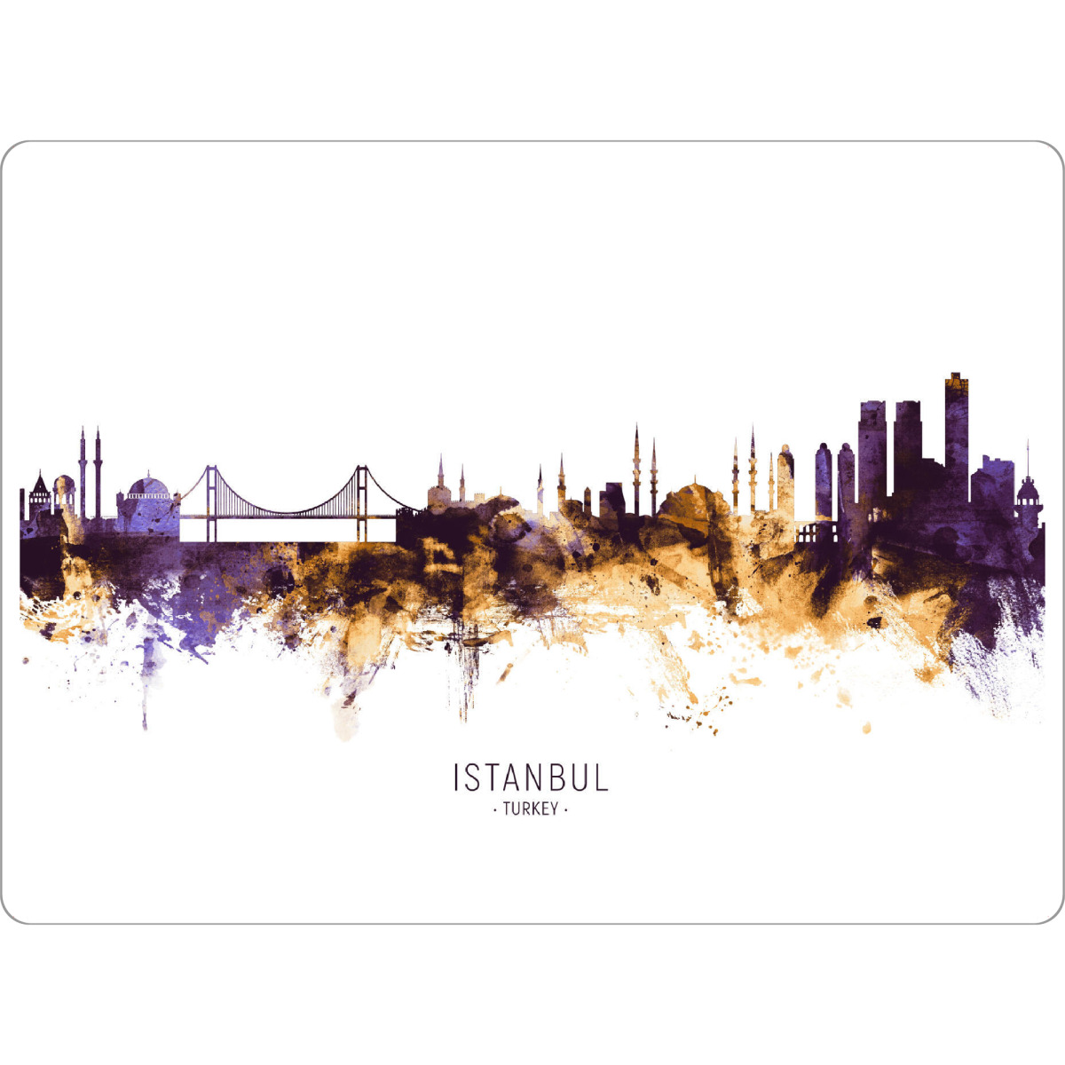 Tischset "Istanbul Turkey Skyline PurpleGold" artboxONE - Städte / Istanbul - Istanbul,Turkey,Skyline,Cityscape,Stadtbild,Watercolor,City