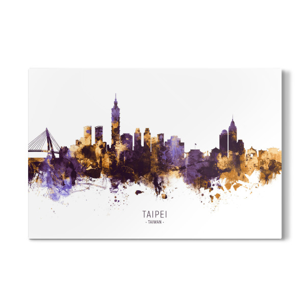 Galerie-Print "Taipei Taiwan Skyline PurpleGold" 30x20 cm artboxONE