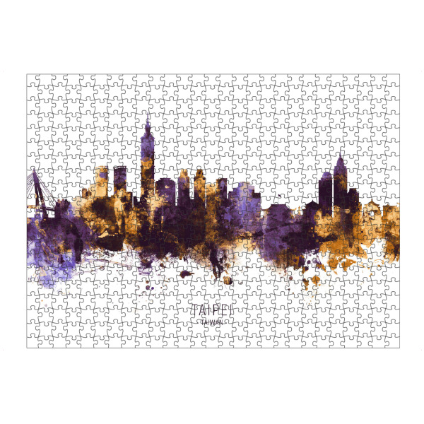 Puzzle Ravensburger "Taipei Taiwan Skyline PurpleGold" artboxONE - Städte - Taipei,Taiwan,Skyline,Cityscape,Stadtbild,Watercolor,City - Bild taipei