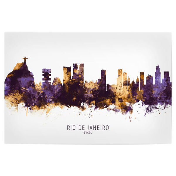 Poster 30x20 cm "Rio de Janeiro Skyline PurpleGold" artboxONE - Städte / Rio de Janeiro
