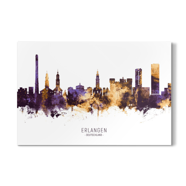 Galerie-Print "Erlangen Skyline PurpleGold" 30x20 cm artboxONE