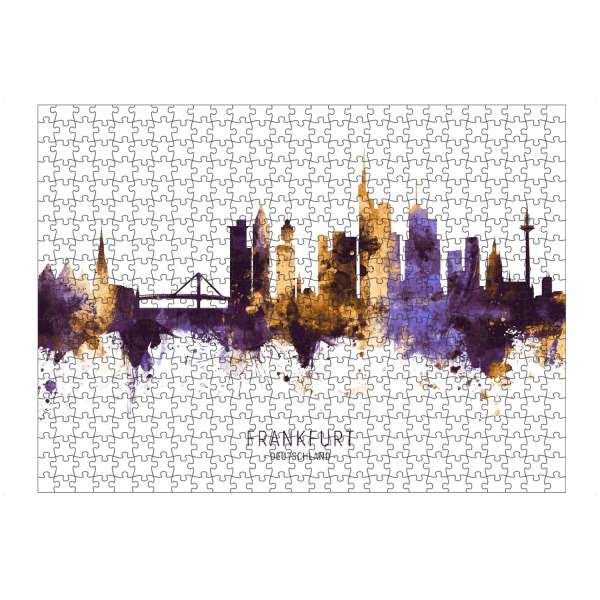 Puzzle Ravensburger "Frankfurt Skyline PurpleGold" artboxONE - Städte / Frankfurt - Frankfurt,Germany,Skyline,Cityscape,Stadtbild,Watercolor,City