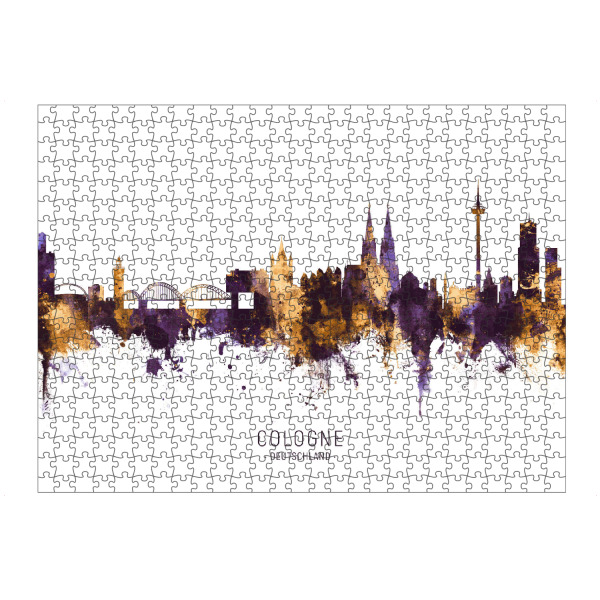 Puzzle Ravensburger "Cologne Skyline PurpleGold" artboxONE - Städte / Köln - Cologne,Germany,Skyline,Cityscape,Stadtbild,Watercolor,City
