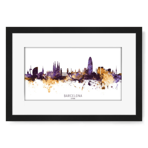 Barcelona Spain Skyline PurpleGold