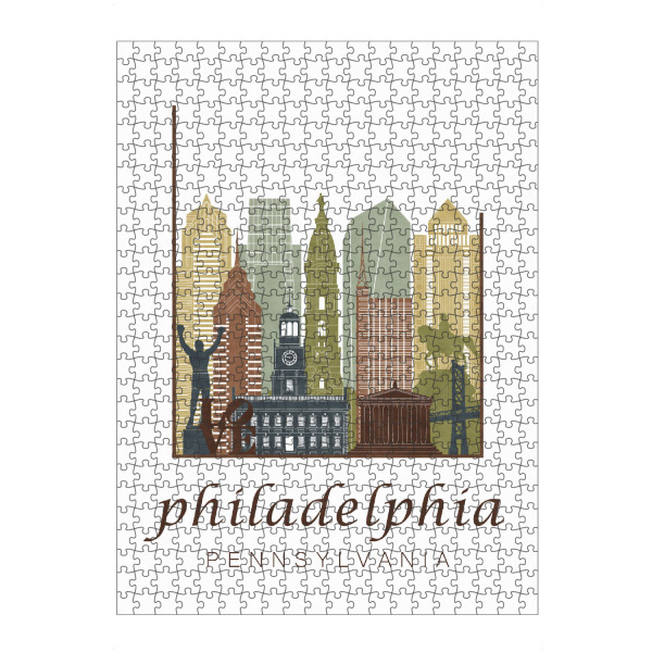 artboxONE Puzzle "Philadelphia skyline light brown" artboxONE - Städte,Architektur,Kartografie