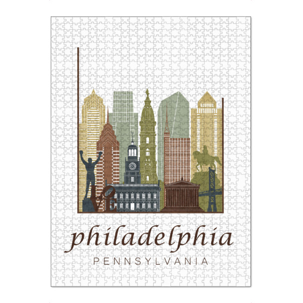 Puzzle Ravensburger "Philadelphia skyline light brown" artboxONE - Städte,Architektur,Kartografie