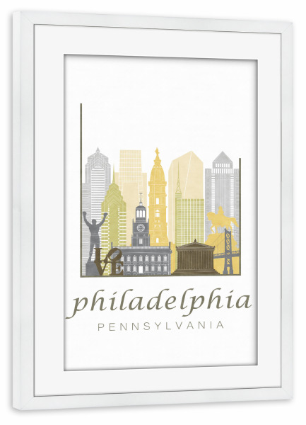 Poster mit Rahmen weiß "Philadelphia skyline desert" artboxONE - Städte,Architektur