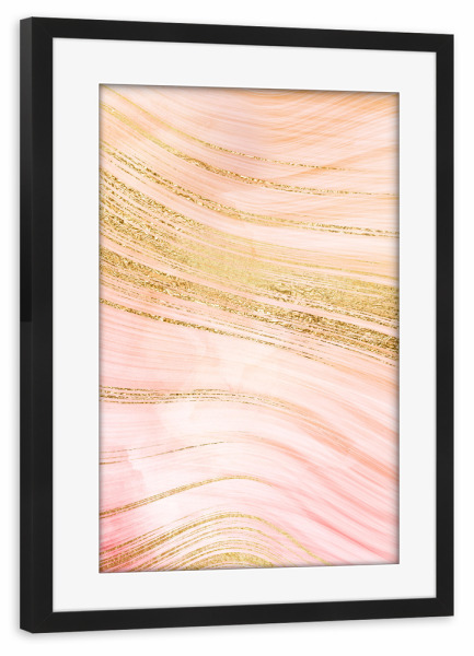 Poster mit Rahmen schwarz "Gold Waves on Blush Pink Marble" artboxONE - Abstrakt,Fashion,Marmor - Agate,Mermaid,Gemstone,Marmor,Abstrakt,Gold