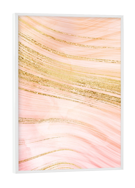 Poster mit weißem Rahmen "Gold Waves on Blush Pink Marble" artboxONE - Abstrakt,Fashion,Marmor - Agate,Mermaid,Gemstone,Marmor,Abstrakt,Gold