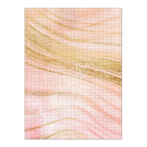 Puzzle Ravensburger "Gold Waves on Blush Pink Marble" artboxONE - Abstrakt,Fashion,Marmor - Agate,Mermaid,Gemstone,Marmor,Abstrakt,Gold - Bild agate