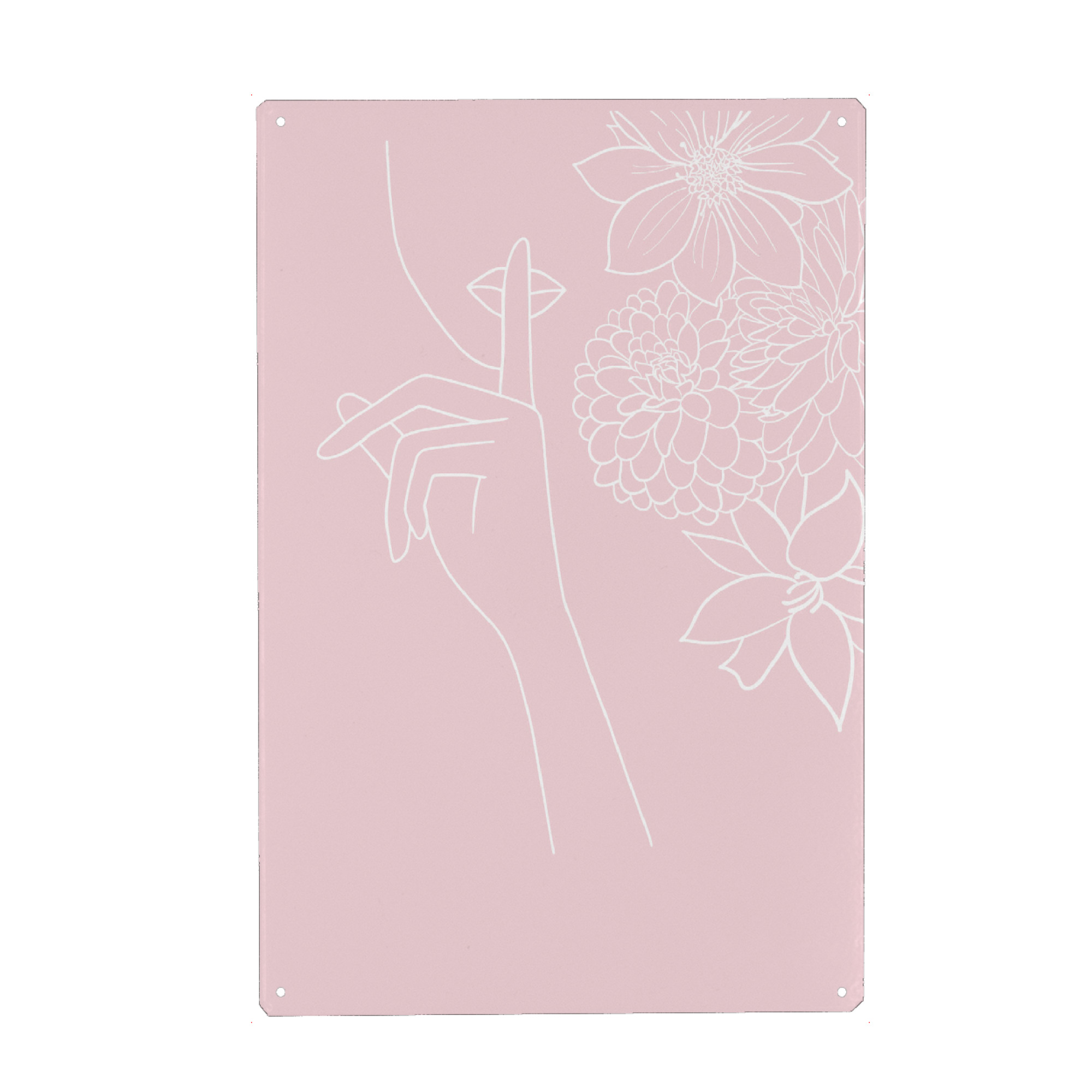Metall Poster "Line Art Girl With Flowers" artboxONE - Film,Fashion,Für Mama - Girl,Flowers,Modern - Blechschild