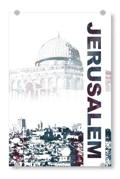 Acrylglasbild "Jerusalem Skyline & Felsendom" artboxONE - Städte,Architektur - Israel,Tempelberg,Klagemauer,Tempel,Kreuzzüge,Davidstern,Jerusalem,City