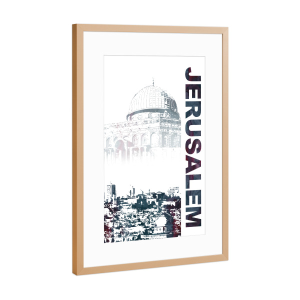 Poster mit Rahmen Kupfer "Jerusalem Skyline & Felsendom" artboxONE - Städte,Architektur