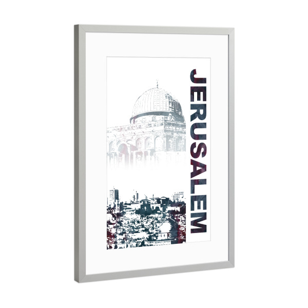 Poster mit Rahmen Silber "Jerusalem Skyline & Felsendom" artboxONE - Städte,Architektur