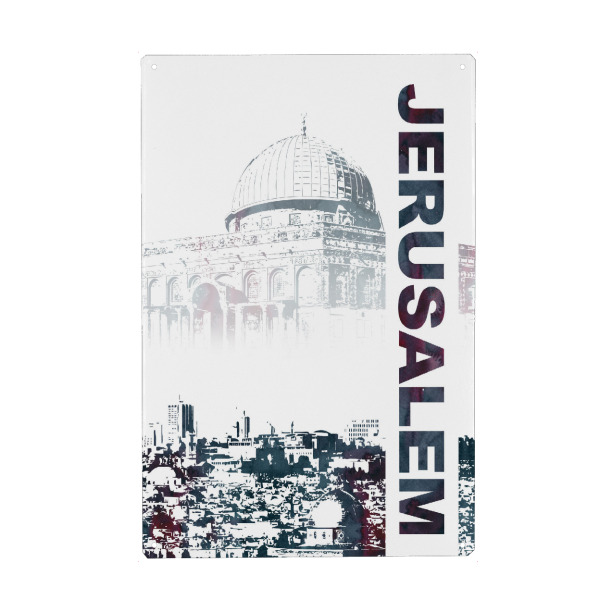 Holzbild "Jerusalem Skyline & Felsendom" artboxONE - Städte,Architektur - Israel,Tempelberg,Klagemauer,Tempel,Kreuzzüge,Davidstern,Jerusalem,City