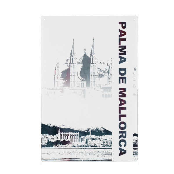 Metall Poster "Palma de Mallorca & Kathedrale" artboxONE - Städte,Schwarzweiß,Architektur - Palma,Ballermann,Urlaub,Insel,Spanien,Kathedrale,City