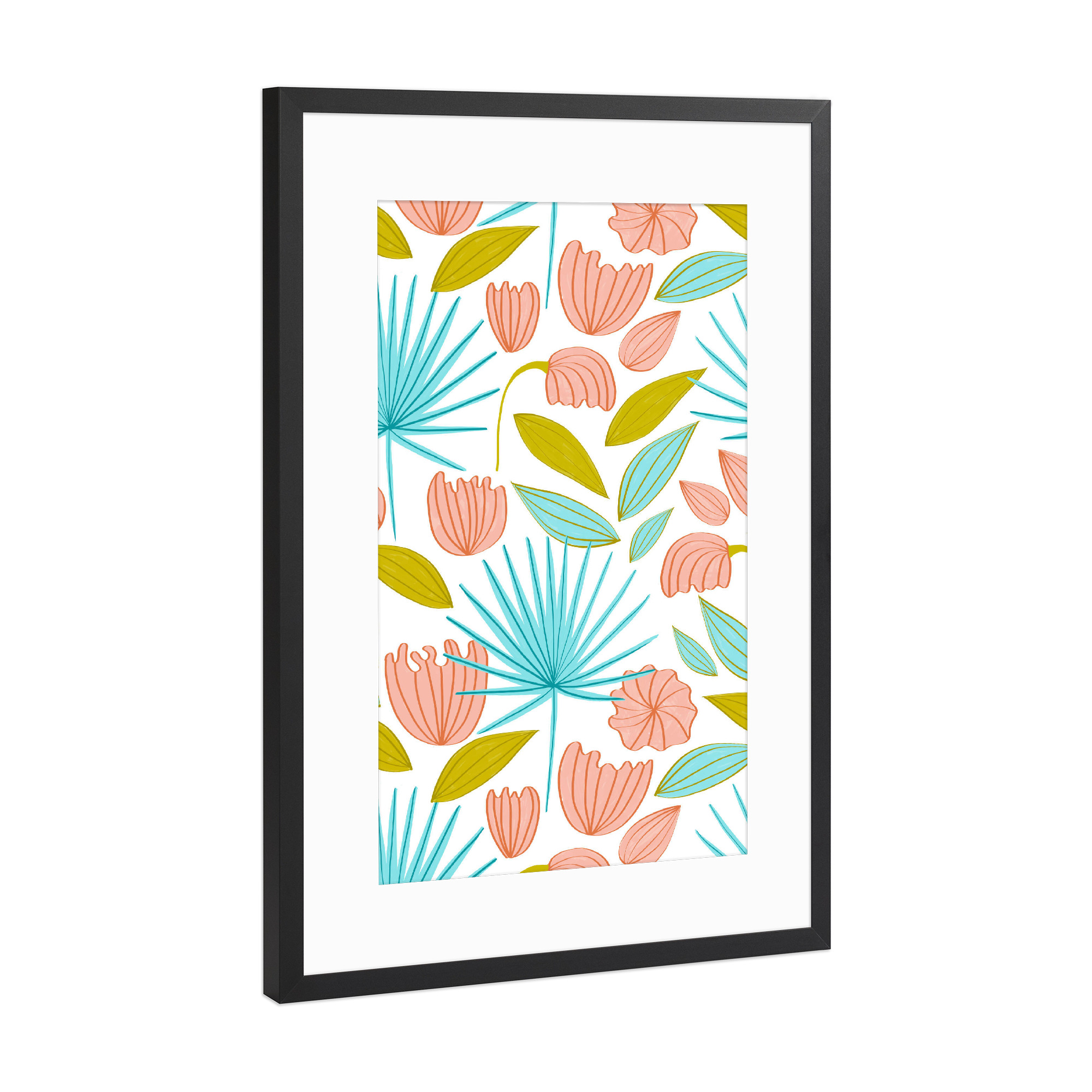 Poster mit Rahmen Schwarz (Metallic) "Divine Floral" artboxONE - Floral