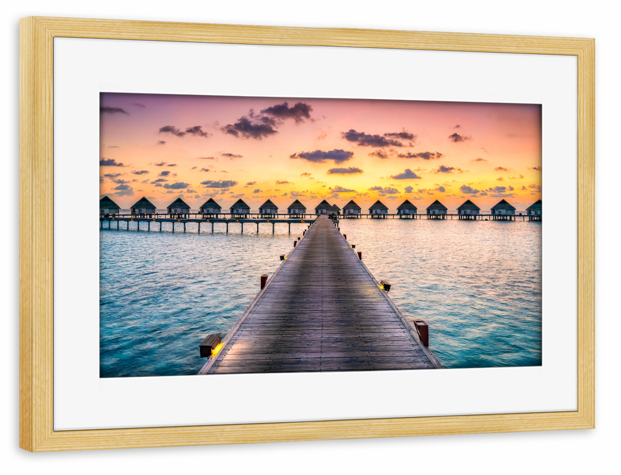 Poster mit Rahmen kiefer "Malediven - Sonnenuntergang" artboxONE - Reise,Reise / Strand und Meer
