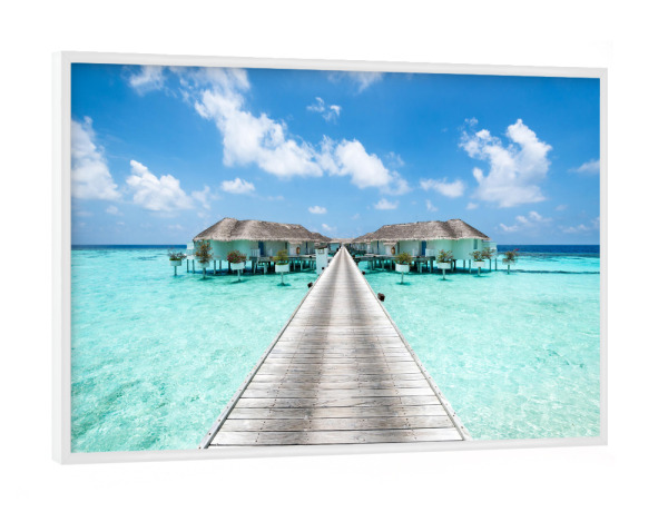 Poster mit weißem Rahmen "Luxusresort auf den Malediven" artboxONE - Reise,Reise / Strand und Meer
