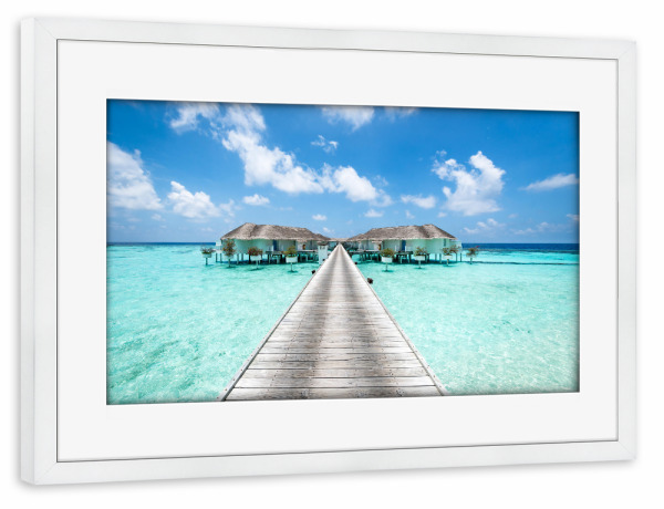 Poster mit Rahmen weiß "Luxusresort auf den Malediven" artboxONE - Reise,Reise / Strand und Meer