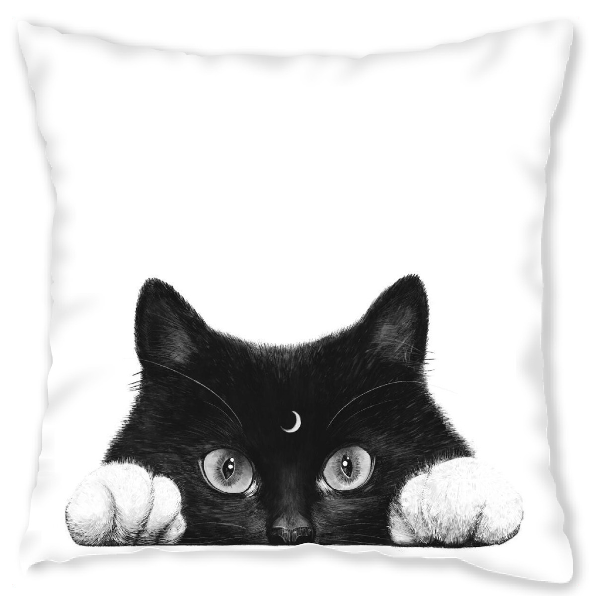 Design-Kissen "Night cat" artboxONE - Tiere,Schwarzweiߟ,Lustig - Cat,Cats,Black and white,Cute,Lovely,Animal,Moon,Night