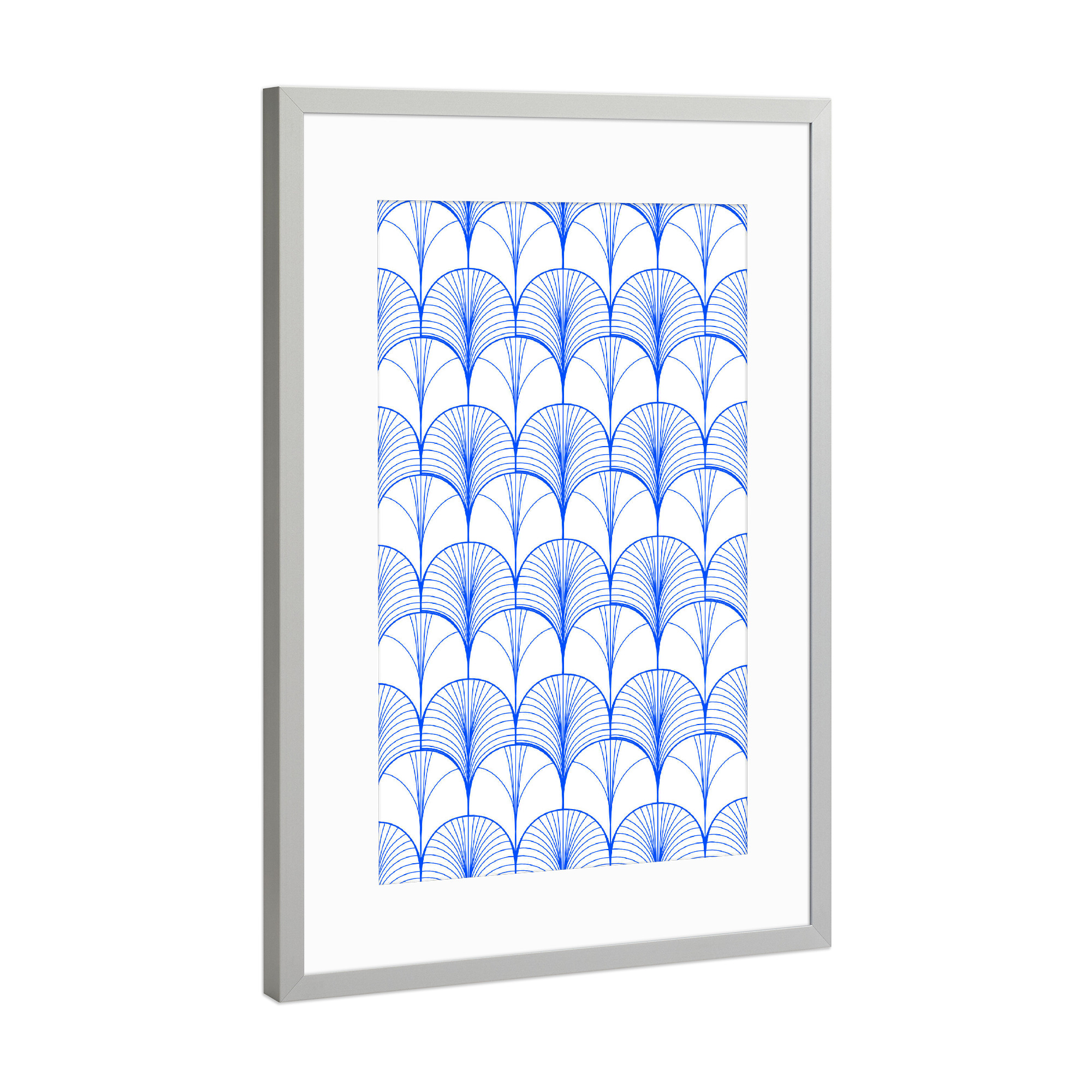 Poster mit Rahmen Silber "Art Deco Blue" artboxONE - Abstrakt