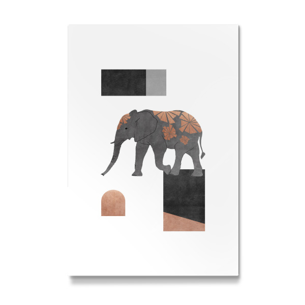 Galerie-Print "Elephant Mosaic Black, Copper" 30x20 cm artboxONE