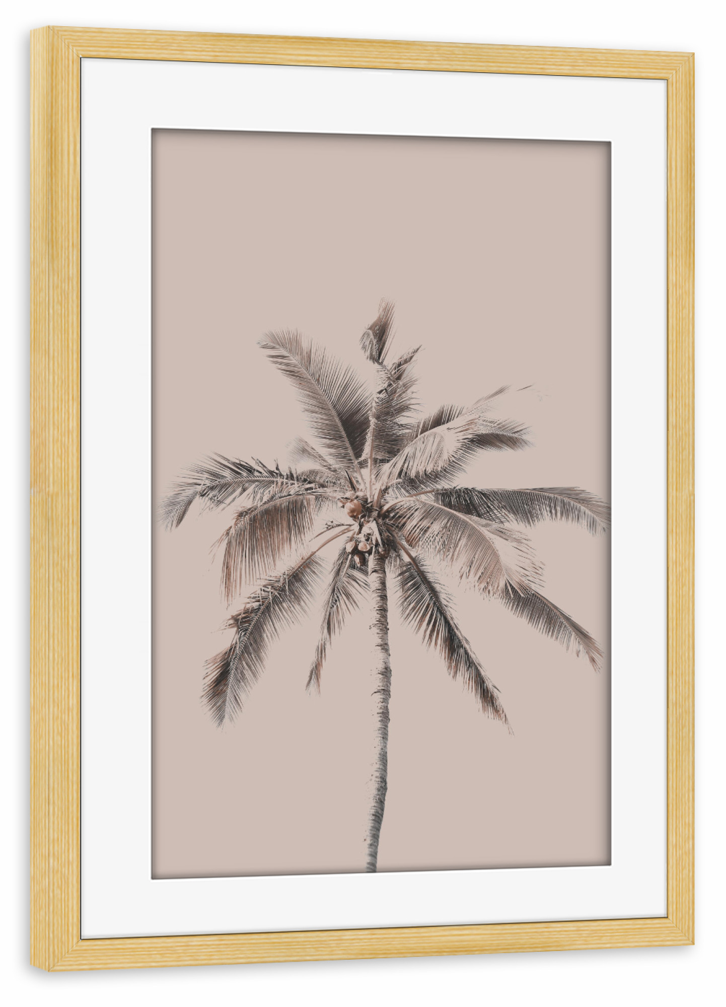 Poster mit Rahmen kiefer "Abstract Palm Tree Art" artboxONE - Natur,Floral,Abstrakt,Reise / Strand und Meer - Palm tree,Old rose,Coconut tree,Beach