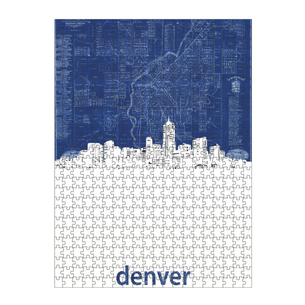 artboxONE Puzzle "Denver skyline map blue" artboxONE - Städte,Architektur,Kartografie
