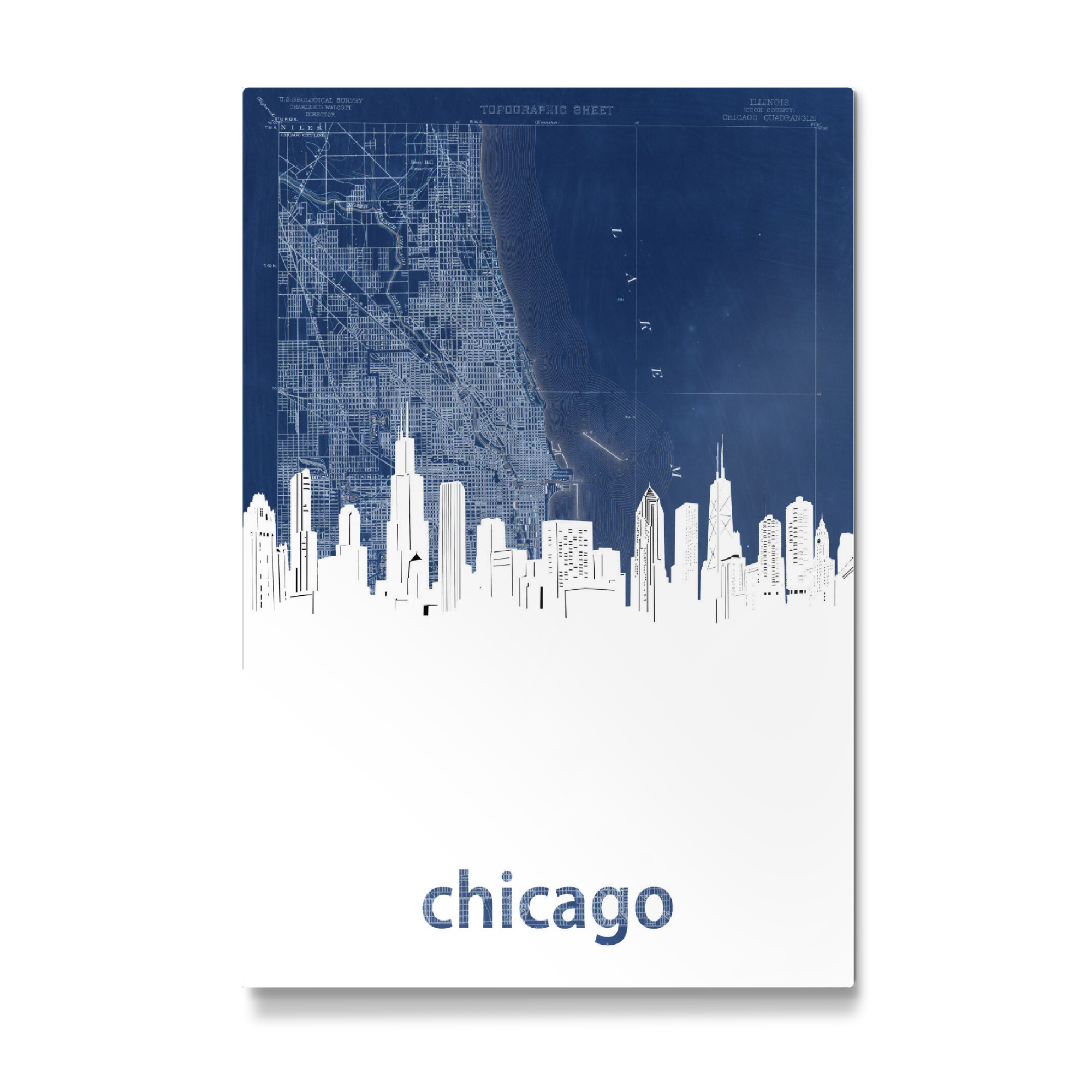 Galerie-Print "Chicago skyline map blue" 75x50 cm artboxONE