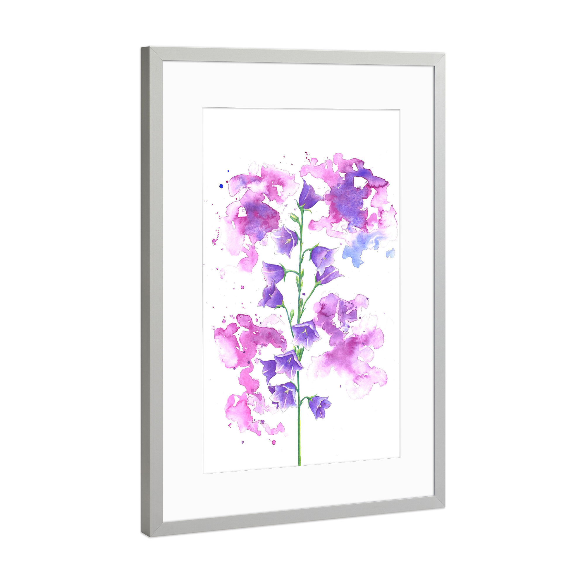 Poster mit Rahmen Silber "Glockenblumen Explosion" artboxONE - Floral