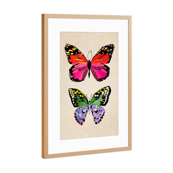 Poster mit Rahmen Kupfer "Zwei Schmetterlinge" artboxONE - Tiere - Tiere,Kinderzimmerdekoration,Natur,Butterfly,Children