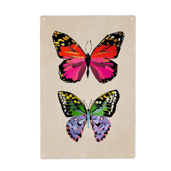 Holzbild "Zwei Schmetterlinge" artboxONE - Tiere - Tiere,Kinderzimmerdekoration,Natur,Butterfly,Children