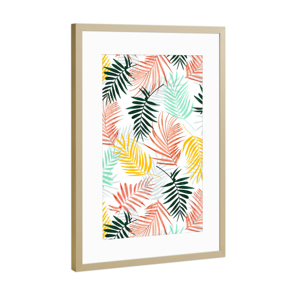 Poster mit Rahmen Gold "Palm Crush" artboxONE - Floral,Abstrakt