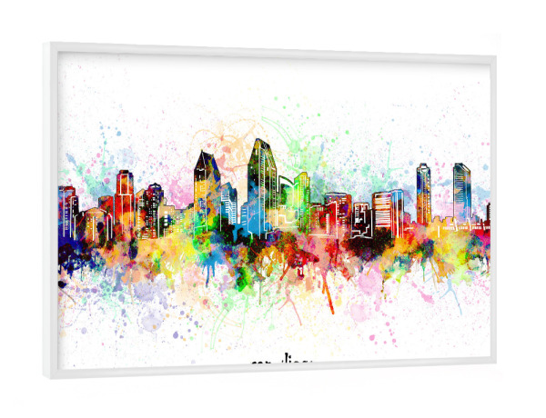 Poster mit weißem Rahmen "San diego skyline artistic" artboxONE - Städte