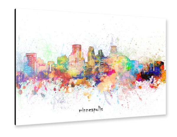 Alu-Dibond "Minneapolis skyline artistic" 30x20 cm artboxONE