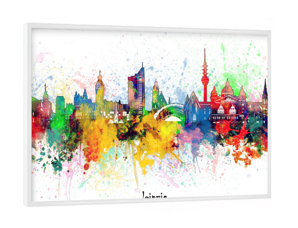 Poster mit weißem Rahmen "Leipzig skyline artistic" artboxONE - Städte
