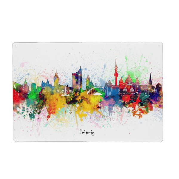 Holzbild "Leipzig skyline artistic" artboxONE - Städte