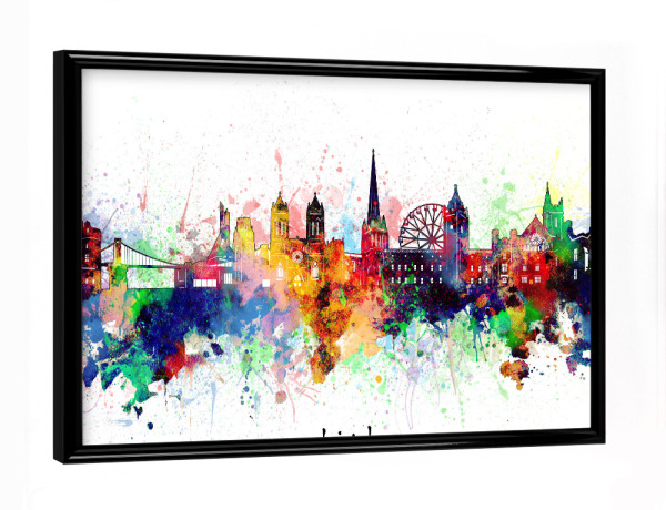 Poster mit schwarzem Rahmen "Bristol skyline artistic" artboxONE - Städte
