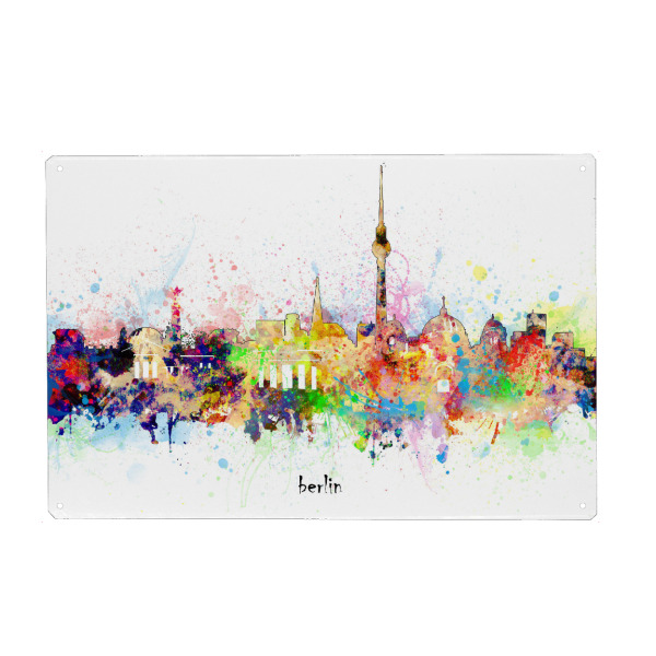 Holzbild "Berlin skyline artistic" artboxONE - Städte,Städte / Berlin