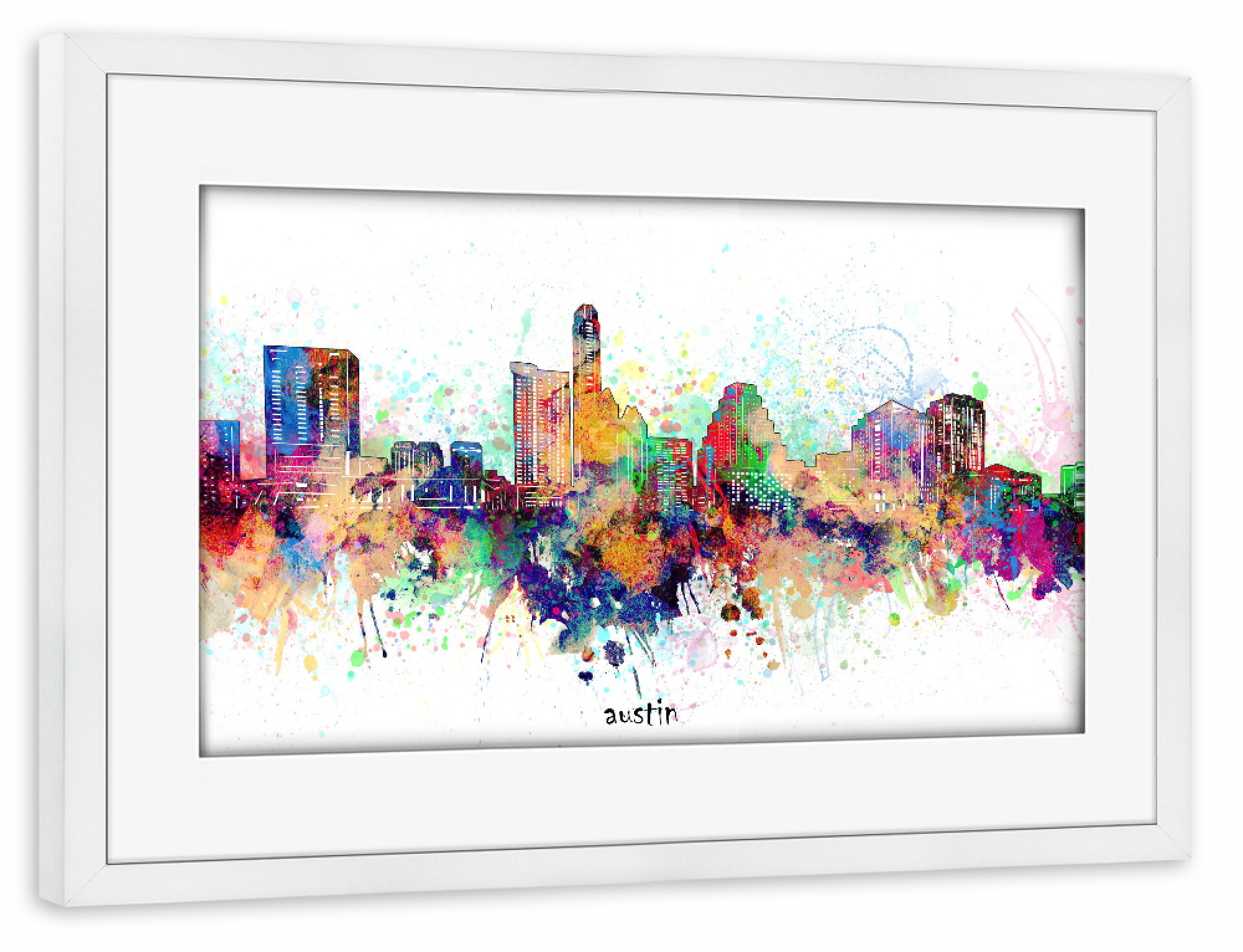 Poster mit Rahmen weiß "Austin skyline artistic" artboxONE - Städte