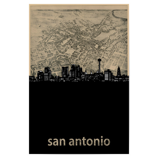 Poster 30x20 cm "San antonio skyline map" artboxONE - Städte,Architektur,Kartografie