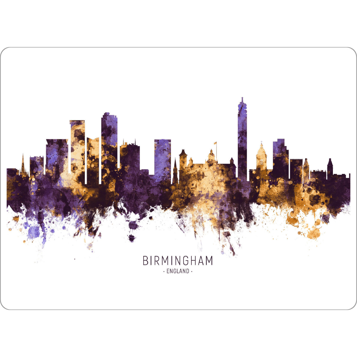 Tischset "Birmingham Skyline PurpleGold" artboxONE - Städte - Birmingham,England,Skyline,Cityscape,Stadtbild,Watercolor,City - Bild birmingham