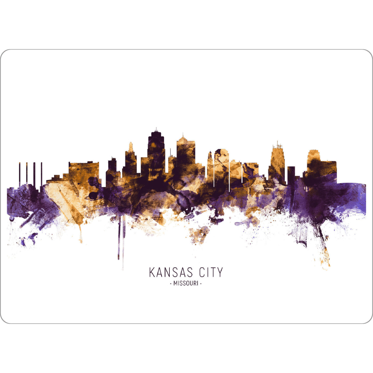 Tischset "Kansas City Skyline PurpleGold" artboxONE - Städte - Kansas city,Missouri,Skyline,Cityscape,Stadtbild,Watercolor,City,Usa