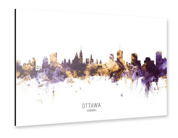 Alu-Dibond "Ottawa Canada Skyline PurpleGold" 30x20 cm artboxONE