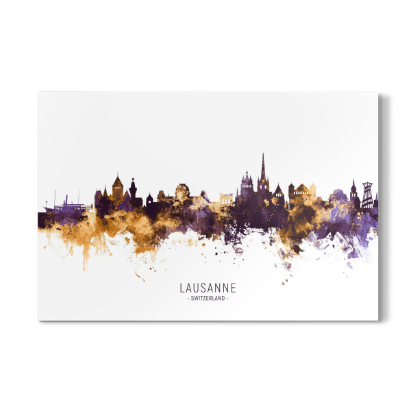 Galerie-Print "Lausanne Skyline PurpleGold" 30x20 cm artboxONE
