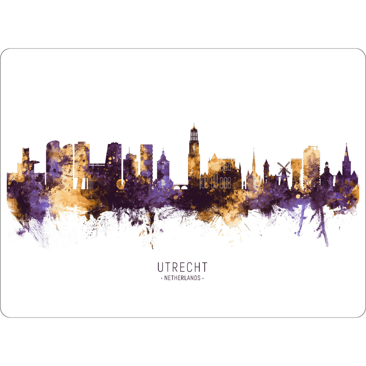 Tischset "Utrecht Skyline PurpleGold" artboxONE - Städte - Utrecht,Netherlands,Skyline,Cityscape,Stadtbild,Watercolor,City - Bild utrecht
