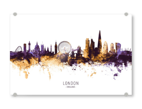 Acrylglasbild "London England Skyline PurpleGold" artboxONE - Städte,Städte / London