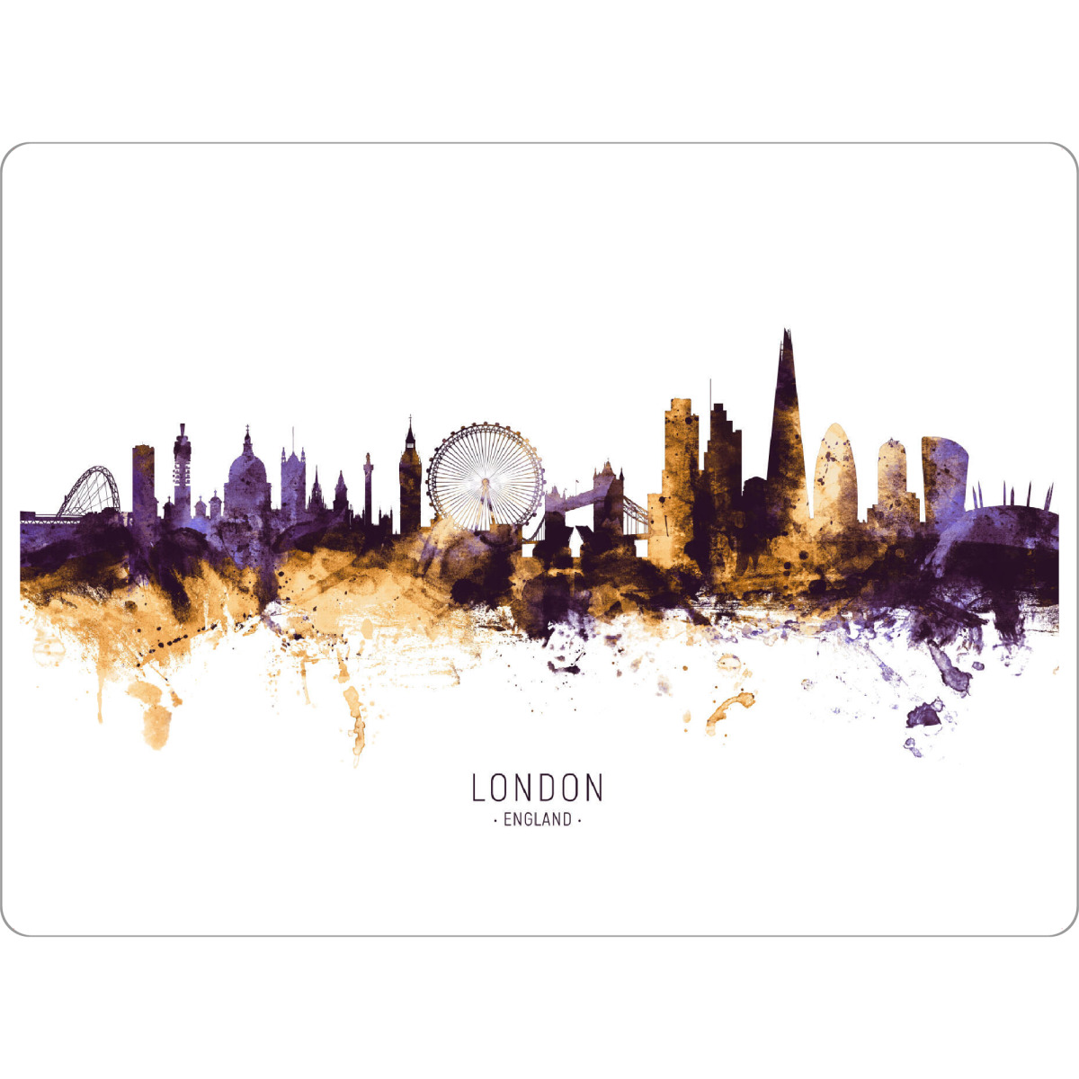 Tischset "London England Skyline PurpleGold" artboxONE - Städte,Städte / London - London,England,Skyline,Cityscape,Stadtbild,Watercolor,City,Europe