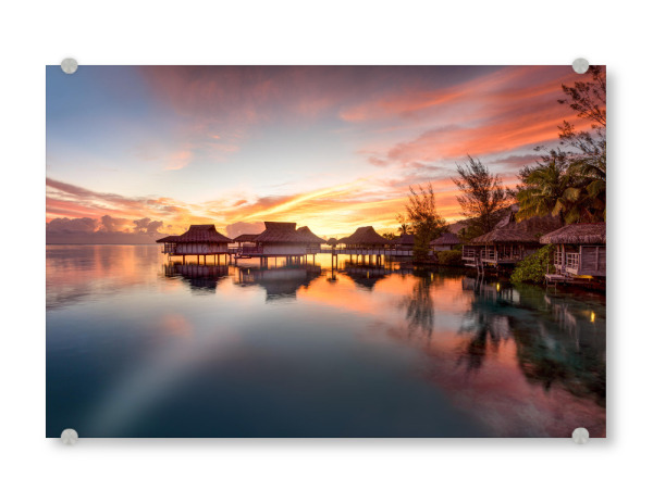 Acrylglasbild "Sonnenuntergang auf Bora Bora" artboxONE - Reise,Reise / Strand und Meer